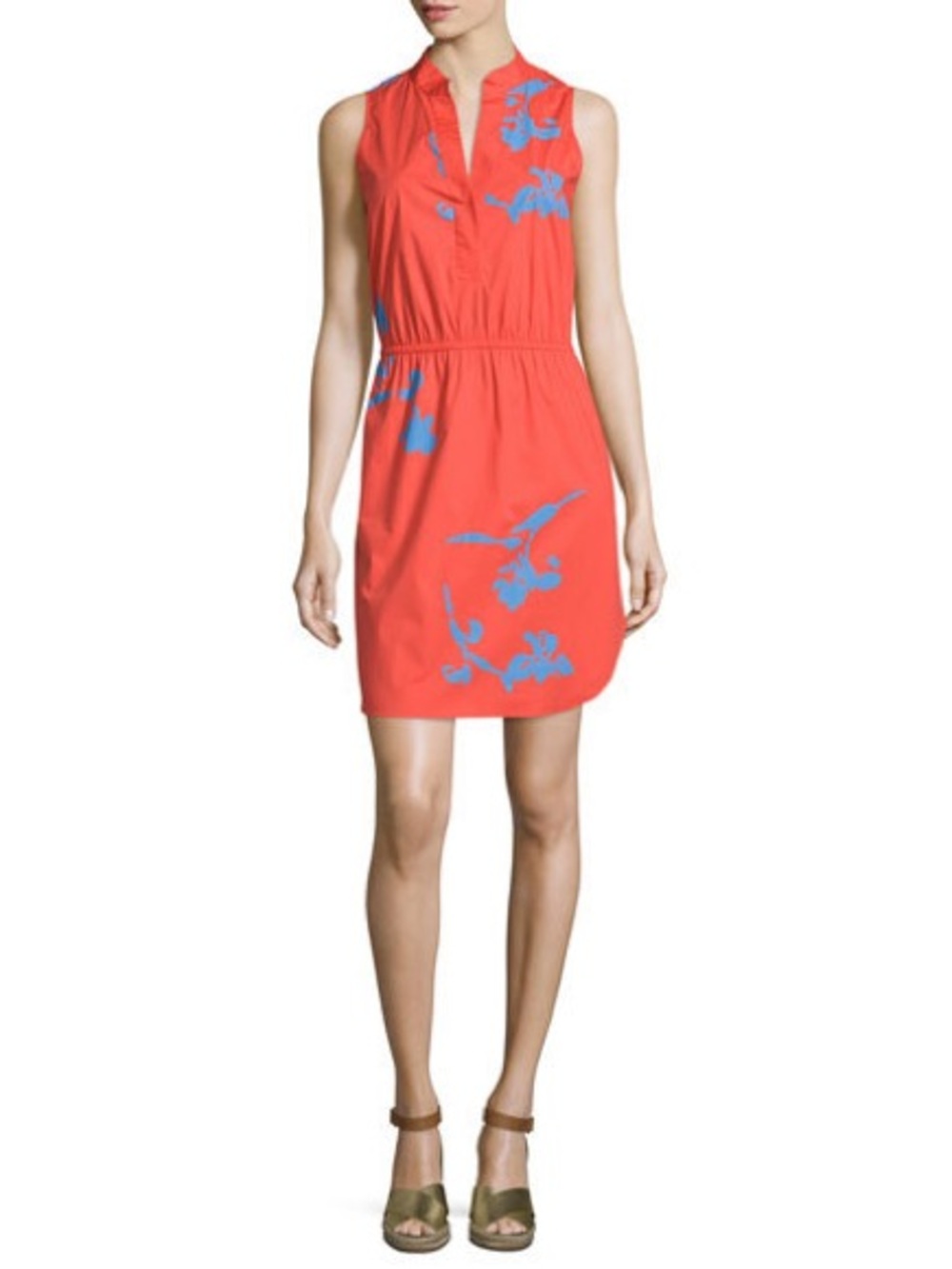 Tory Burch 'Chelsea' printed poplin shirtdress in poppy red